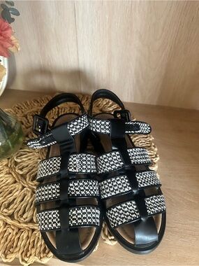 Catherine Malandrino Women’s Black & White Strappy Sandal